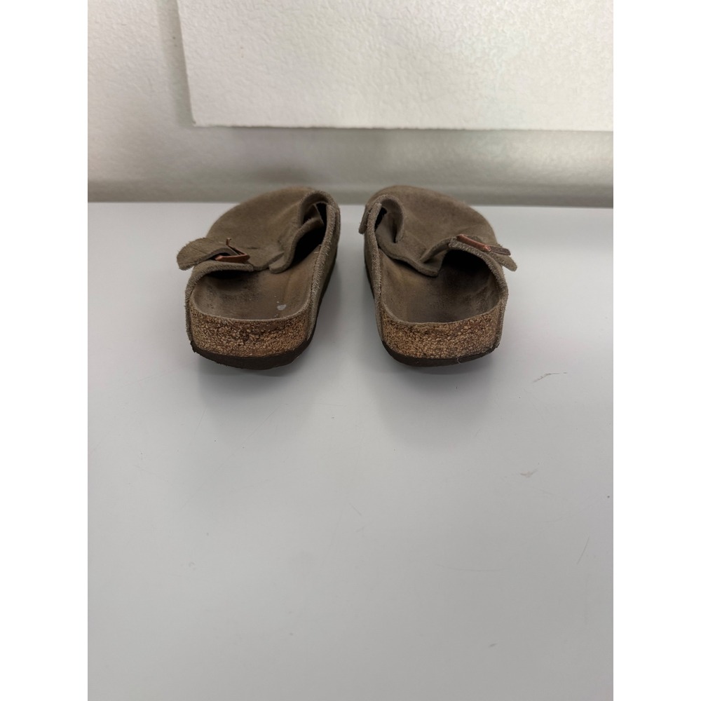 Birkenstock Boston Clogs Taupe Suede Leather Mules Shoes Size 41 - Picture 3 of 6